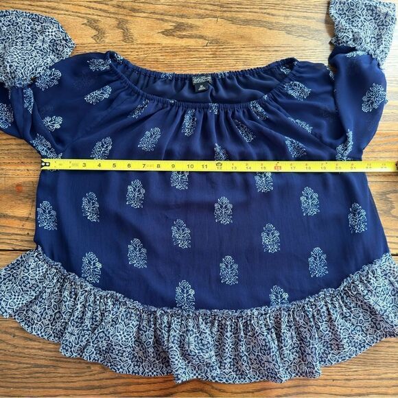 Lucky Brand Ruffle Blouse Flowy Relaxed Fit Blue Women’s M - Picture 4 of 7